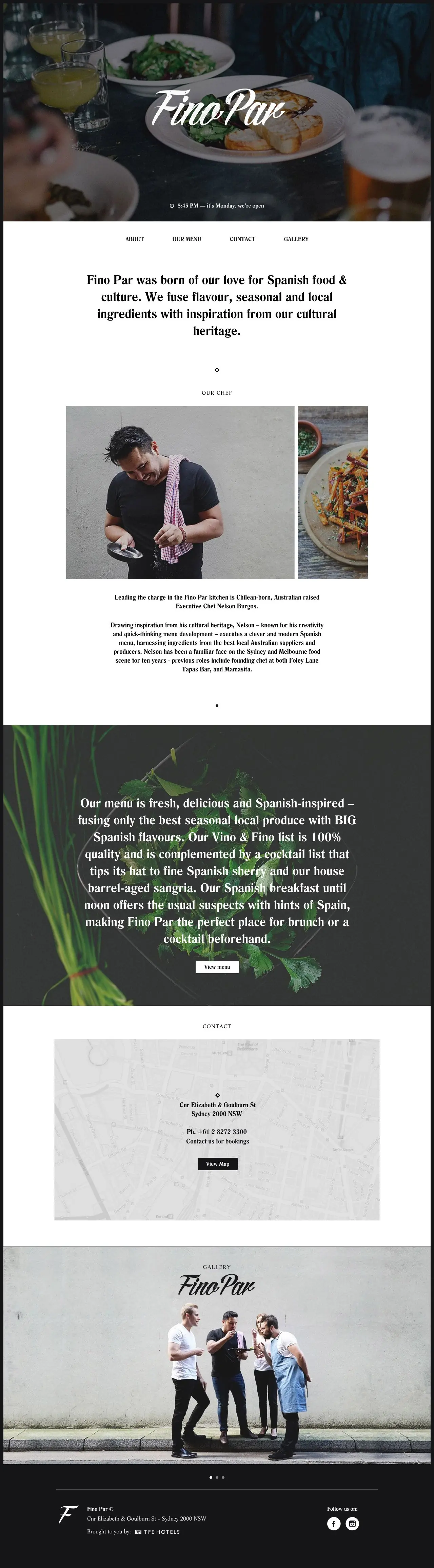 Full long-form preview of the Fino Par Spanish kitchen website.